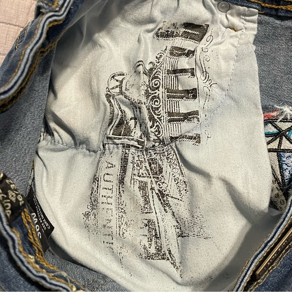 DSTRKT DENIM DISTRESSED JEANS "DIAMOND" EMBROIDERED SIZE 36 VINTAGE BLUE - Picture 6 of 15